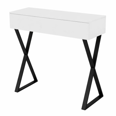 Toaletka / konsola "VOGA" biała połysk 90cm, czarny X